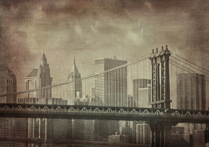 Vintage image of a bridge in New York City
