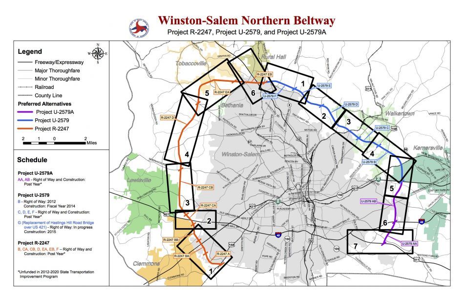 Winston Salem Northern Beltway Project Map